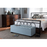 Baxton Studio BBT3101-OTTO-Light Blue-H1217-21 Roanoke Modern and Contemporary Light Blue Fabric Upholstered Grid-Tufting Storage Ottoman Bench